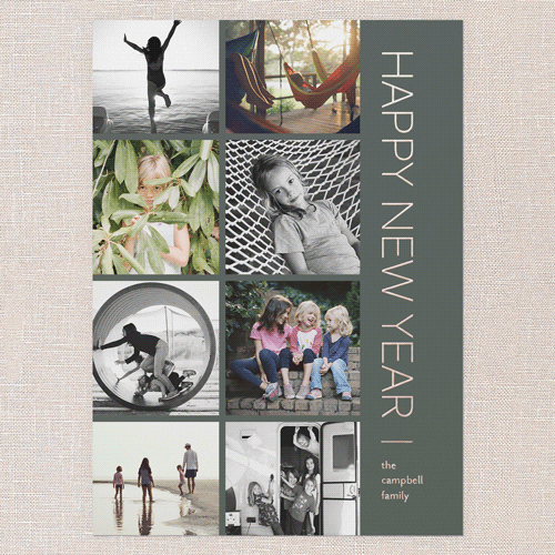 Simple Collection New Year's Digital Foil Card, Rose Gold Foil, Green, 5x7, New Year, Matte, Personalized Foil Cardstock, Square, Leafy