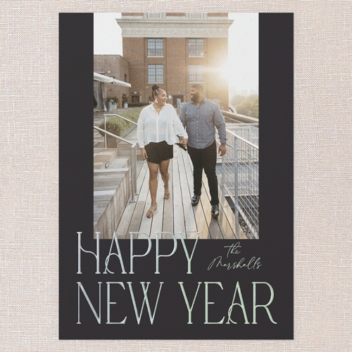 Urban Statement New Year's Card, Black, Iridescent Foil, 5x7, New Year, Matte, Personalized Foil Cardstock, Square, Black