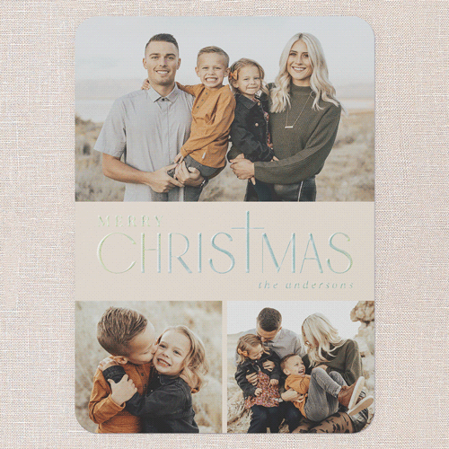 Yuletide Cross Religious Christmas Card, Beige, Iridescent Foil, 5x7, Religious, Matte, Personalized Foil Cardstock, Rounded, Beige