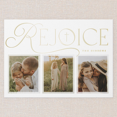 Radiant Rejoice Religious Christmas Card, Gold Foil, White, 5x7, Religious, Matte, Personalized Foil Cardstock, Square, White