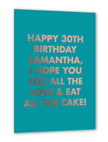 Bold Message Birthday Card, Rose Gold Foil, Blue, 5x7, Matte, Personalized Foil Cardstock, Square, Majorca