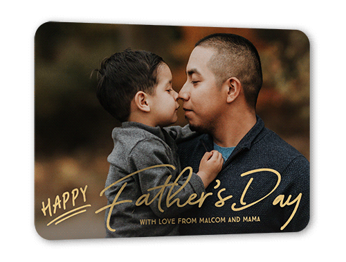 Happy Shine Father's Day, Gold Foil, White, 5x7, Matte, Personalized Foil Cardstock, Rounded