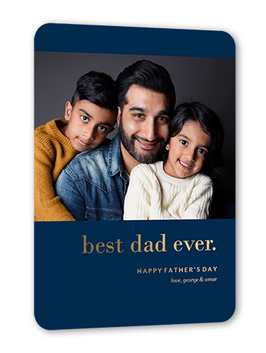 Simply Dad Father's Day, Blue, Gold Foil, 5x7, Matte, Personalized Foil Cardstock, Rounded, Navy