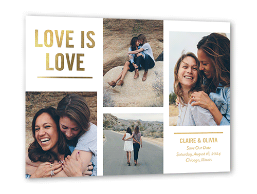 Beauteous Love Save The Date, Gold Foil, White, 5x7, Matte, Personalized Foil Cardstock, Square