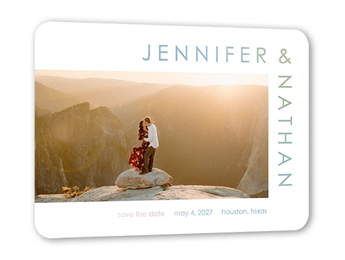 Around The Corner Save The Date, White, Iridescent Foil, 5x7, Write Your Own, Matte, Personalized Foil Cardstock, Rounded, White