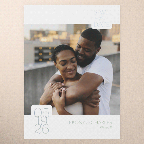 Lovely Essence Save The Date, Iridescent Foil, White, 5x7, Matte, Personalized Foil Cardstock, Square, White