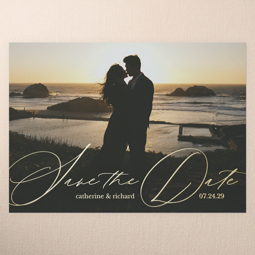 Sunset Promise Save The Date, White, Gold Foil, 5x7, Matte, Personalized Foil Cardstock, Square, White