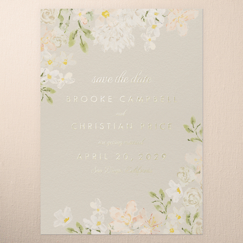 Painted Enclosure Save The Date, Gold Foil, Pink, 5x7, Matte, Personalized Foil Cardstock, Square, Blush