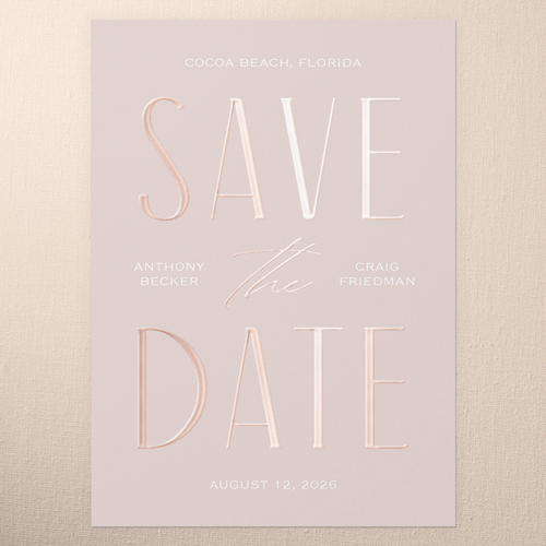 Grand Strand Save The Date, Rose Gold Foil, Pink, 5x7, Matte, Personalized Foil Cardstock, Square, Ballet Slipper
