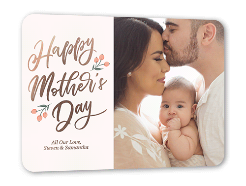 Fabulous Florals Mother's Day, Rose Gold Foil, Pink, 5x7, Matte, Personalized Foil Cardstock, Rounded, Chenille