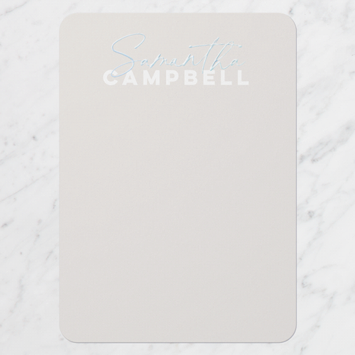 Versatile Text Personal Stationery Digital Foil Card, Iridescent Foil, Grey, 5x7, Matte, Personalized Foil Cardstock, Rounded