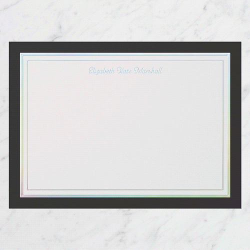 Shining Fringe Personal Stationery Digital Foil Card, Black, Iridescent Foil, 5x7, Matte, Personalized Foil Cardstock, Square