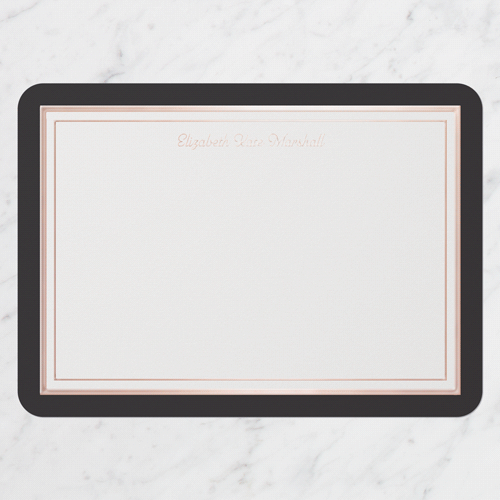 Shining Fringe Personal Stationery Digital Foil Card, Black, Rose Gold Foil, 5x7, Matte, Personalized Foil Cardstock, Rounded, Black