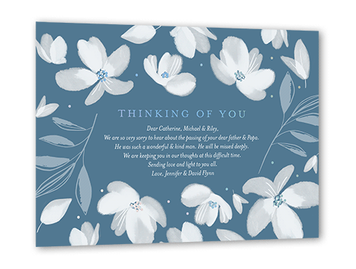 Flowery Flourishes Sympathy, Blue, Iridescent Foil, 5x7, Matte, Personalized Foil Cardstock, Square