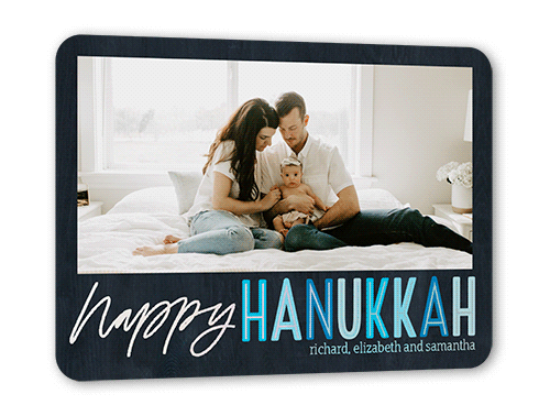 Joy Type Hanukkah Card, Iridescent Foil, Black, 5x7, Hanukkah, Matte, Personalized Foil Cardstock, Rounded, Silhouette