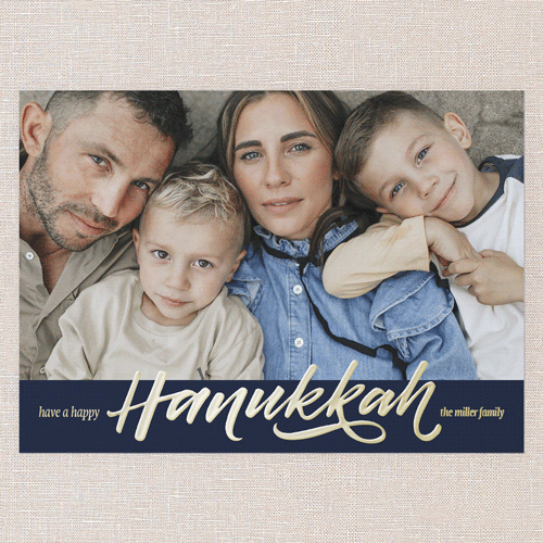 Lustrous Life Hanukkah Card, Blue, Gold Foil, 5x7, Hanukkah, Matte, Personalized Foil Cardstock, Square, Nautical