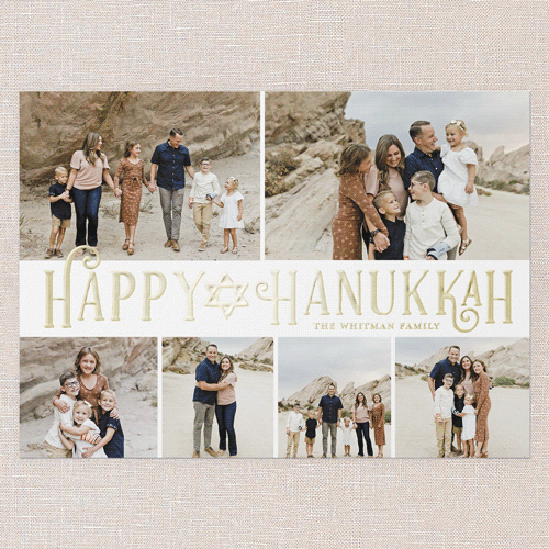 Star Greeting Hanukkah Card, White, Gold Foil, 5x7, Hanukkah, Matte, Personalized Foil Cardstock, Square, White