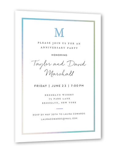 Classical Preparation Wedding Anniversary Invitation, Iridescent Foil, White, 5x7, Matte, Personalized Foil Cardstock, Square, White