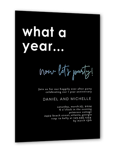 A Year To Party Wedding Anniversary Invitation, Iridescent Foil, Black, 5x7, Matte, Personalized Foil Cardstock, Square, Black