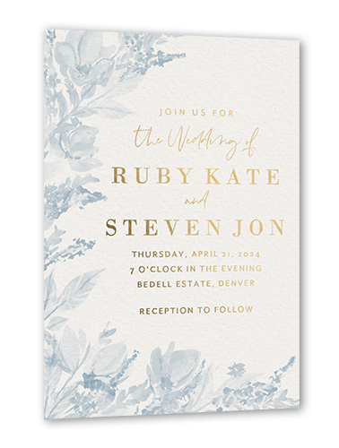 Matte Blue Wedding Invitation