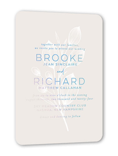 Novel Matrimony Wedding Invitation, Iridescent Foil, Grey, 5x7, Matte, Personalized Foil Cardstock, Rounded