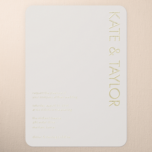 Softly Together Wedding Invitation, Grey, Gold Foil, 5x7, Matte, Personalized Foil Cardstock, Rounded