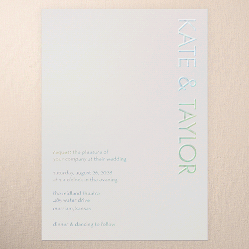 Softly Together Wedding Invitation, Iridescent Foil, Grey, 5x7, Matte, Personalized Foil Cardstock, Square