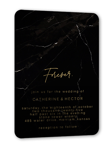 Married Marble Wedding Invitation, Gold Foil, Black, 5x7, Matte, Personalized Foil Cardstock, Rounded, Black