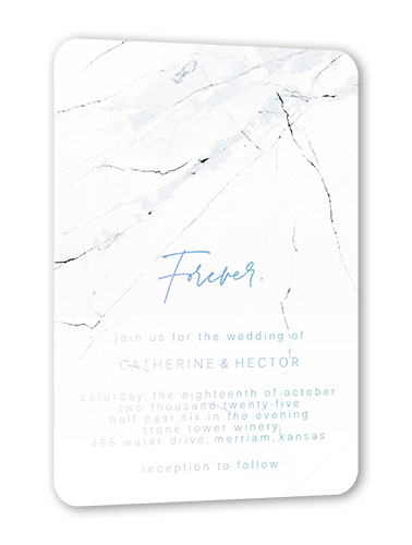 Married Marble Wedding Invitation, Iridescent Foil, White, 5x7, Matte, Personalized Foil Cardstock, Rounded, White