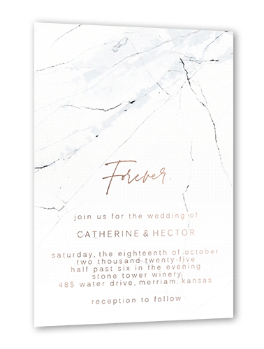 Married Marble Wedding Invitation, White, Rose Gold Foil, 5x7, Matte, Personalized Foil Cardstock, Square