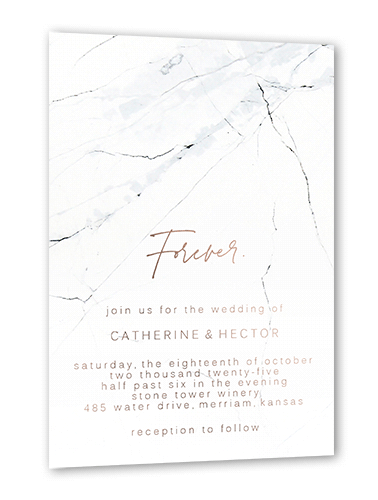 Married Marble Wedding Invitation, White, Rose Gold Foil, 5x7, Matte, Personalized Foil Cardstock, Square, White