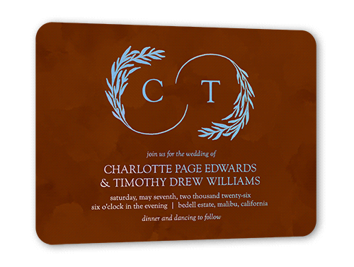 Reflective Rings Wedding Invitation, Brown, Iridescent Foil, 5x7, Matte, Personalized Foil Cardstock, Rounded, Chestnut