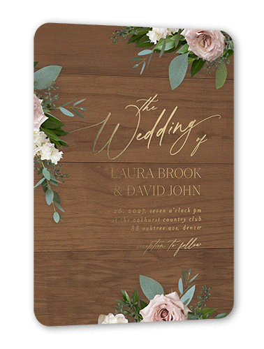 Classic Bouquet Wedding Invitation, Rounded Corners