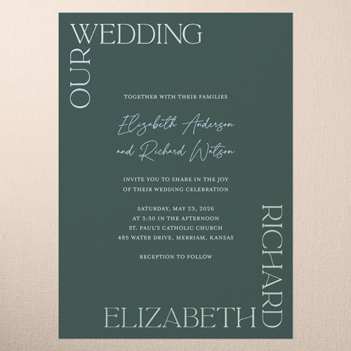 All Around Wedding Invitation, Iridescent Foil, Green, 5x7, Matte, Personalized Foil Cardstock, Square