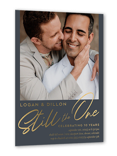 Still The One Wedding Anniversary Invitation, Gray, Gold Foil, 5x7, Matte, Personalized Foil Cardstock, Square, Gray