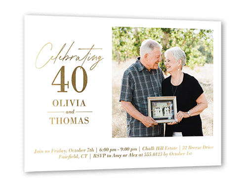 Timeless Promise Wedding Anniversary Invitation, White, Gold Foil, 5x7, Matte, Personalized Foil Cardstock, Square