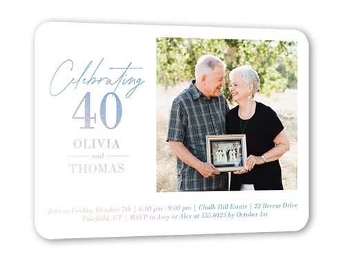 Timeless Promise Wedding Anniversary Invitation, Iridescent Foil, White, 5x7, Matte, Personalized Foil Cardstock, Rounded