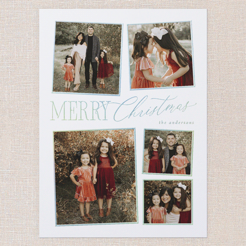 Joyous Grace Holiday Card, White, Iridescent Foil, 6x8, Christmas, Matte, Personalized Foil Cardstock, Square