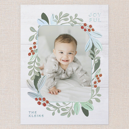 Verdant Holiday Wishes Holiday Card, Iridescent Foil, White, 6x8, Holiday, Matte, Personalized Foil Cardstock, Square