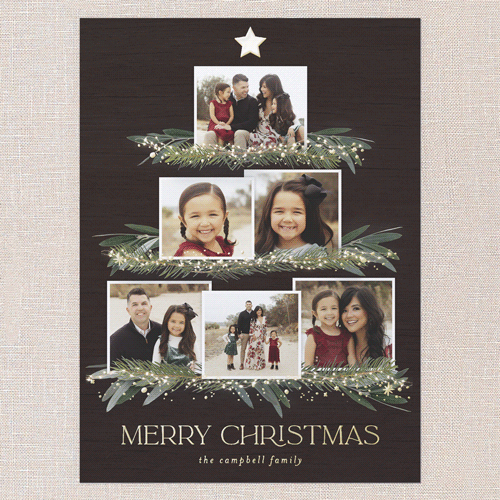 Together Tree Holiday Card, Brown, Gold Foil, 6x8, Christmas, Matte, Personalized Foil Cardstock, Square, Brown