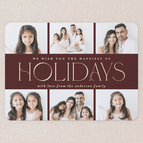 Elegant Middle Holiday Card, Gold Foil, Red, 6x8, Holiday, Matte, Personalized Foil Cardstock, Rounded, Red