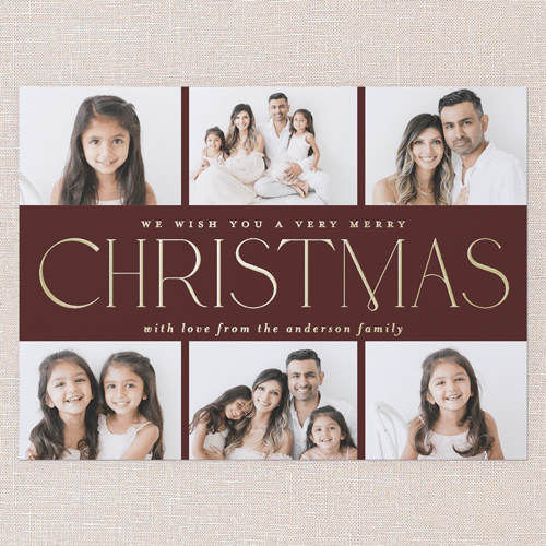 Elegant Middle Holiday Card, Gold Foil, Red, 6x8, Christmas, Matte, Personalized Foil Cardstock, Square, Red