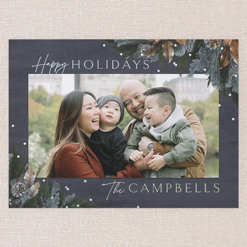 Mixed Metallic Marvel Holiday Card, Iridescent Foil, Grey, 6x8, Holiday, Matte, Personalized Foil Cardstock, Square, Burnt Ash