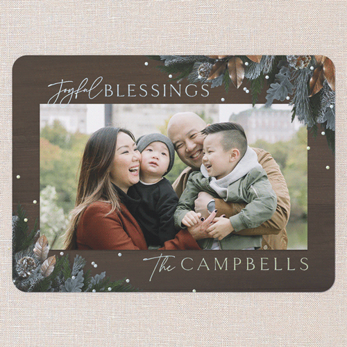 Mixed Metallic Marvel Holiday Card, Brown, Iridescent Foil, 6x8, Religious, Matte, Personalized Foil Cardstock, Rounded, Dark Chocolate