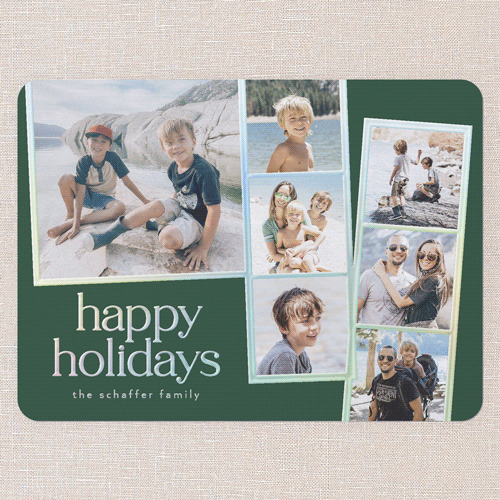 Photo Slides Holiday Card, Green, Iridescent Foil, 6x8, Holiday, Matte, Personalized Foil Cardstock, Rounded, Green