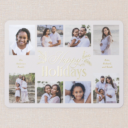 Botanical Touch Holiday Card, Gold Foil, Beige, 6x8, Holiday, Matte, Personalized Foil Cardstock, Rounded, Cream