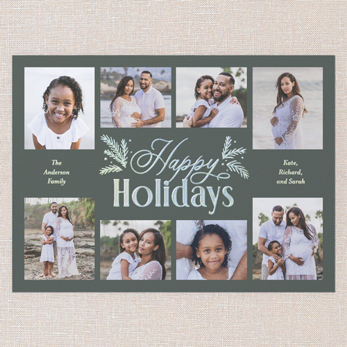 Botanical Touch Holiday Card, Green, Iridescent Foil, 6x8, Holiday, Matte, Personalized Foil Cardstock, Square, Green