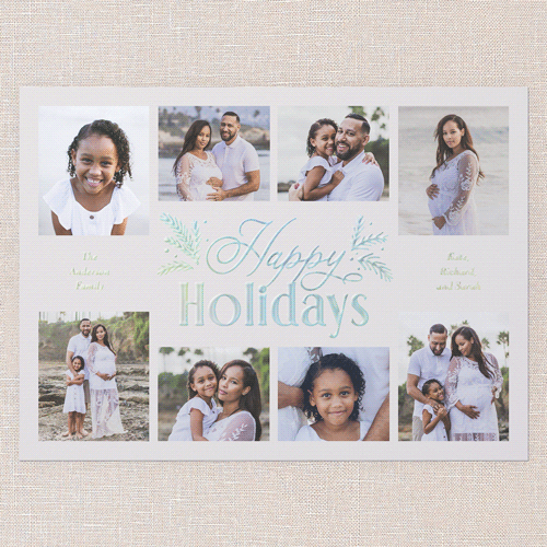 Botanical Touch Holiday Card, Iridescent Foil, Beige, 6x8, Holiday, Matte, Personalized Foil Cardstock, Square, Cream