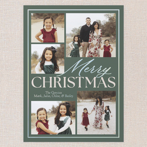 Classic Yuletide Holiday Card, Green, Iridescent Foil, 6x8, Christmas, Matte, Personalized Foil Cardstock, Square, Green