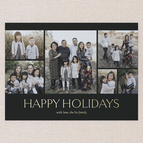 Timeless Gathering Holiday Card, Black, Gold Foil, 6x8, Holiday, Matte, Personalized Foil Cardstock, Square, Black